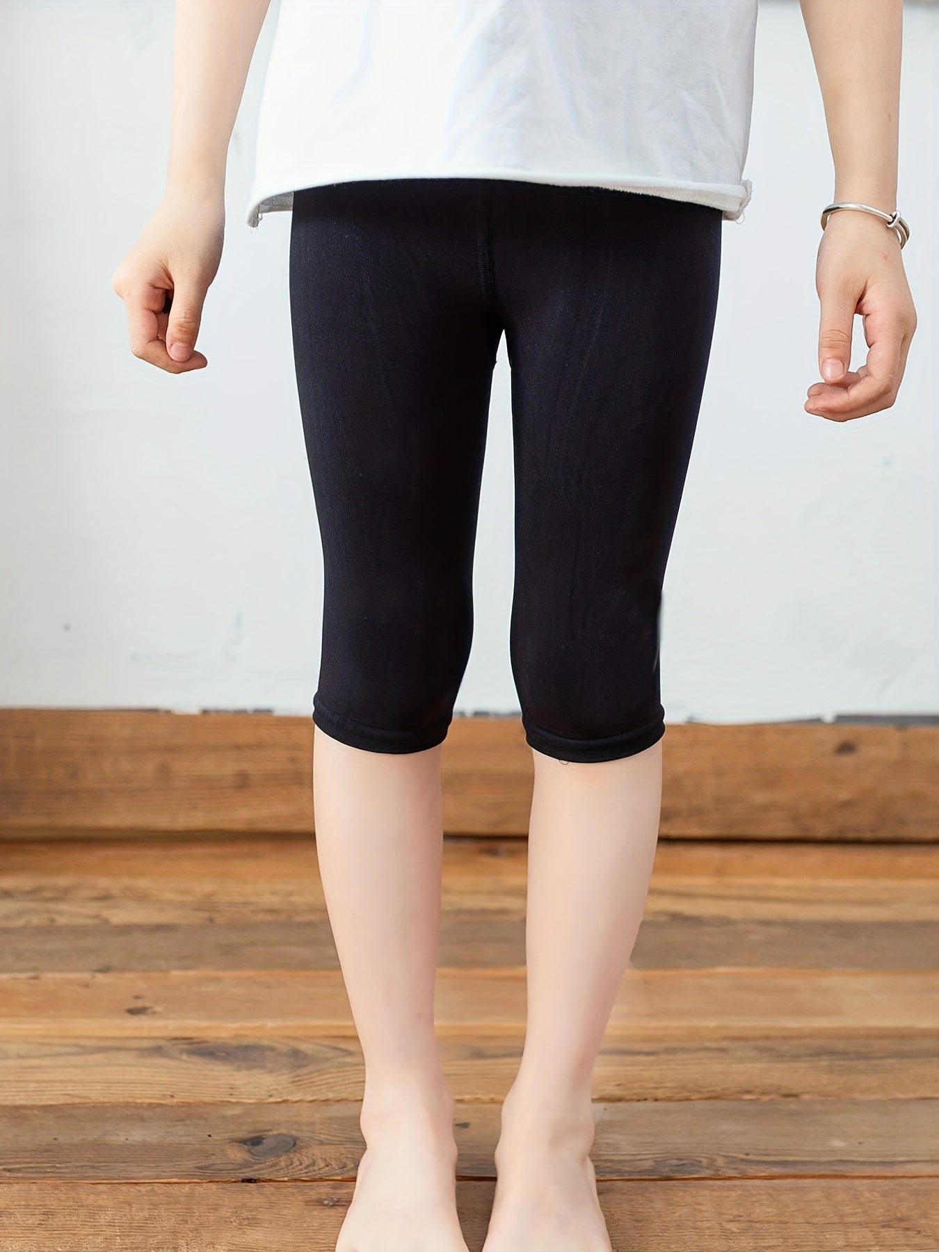 Toddler Girls Cropped Leggings Elastic Waist Stretch Soft Tight Kids Spring Summ