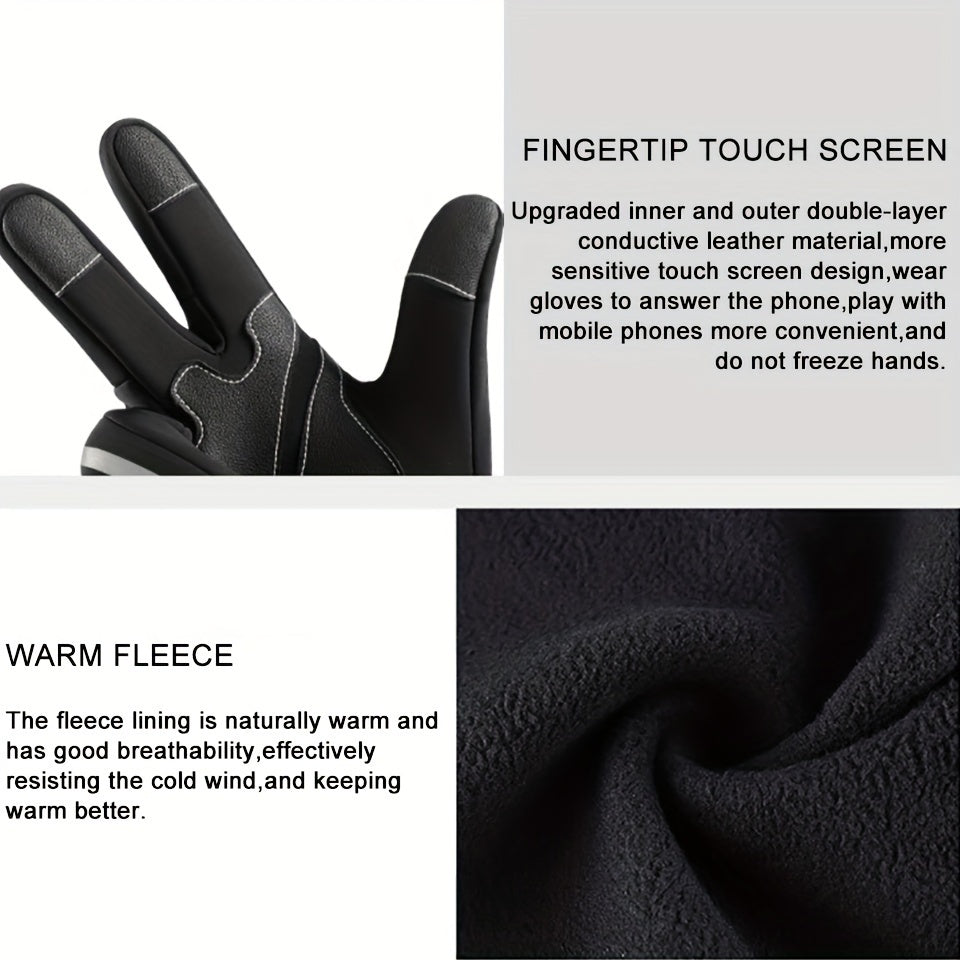 Winter Cycling Gloves Waterproof Non-slip Touchscreen Plush Windproof