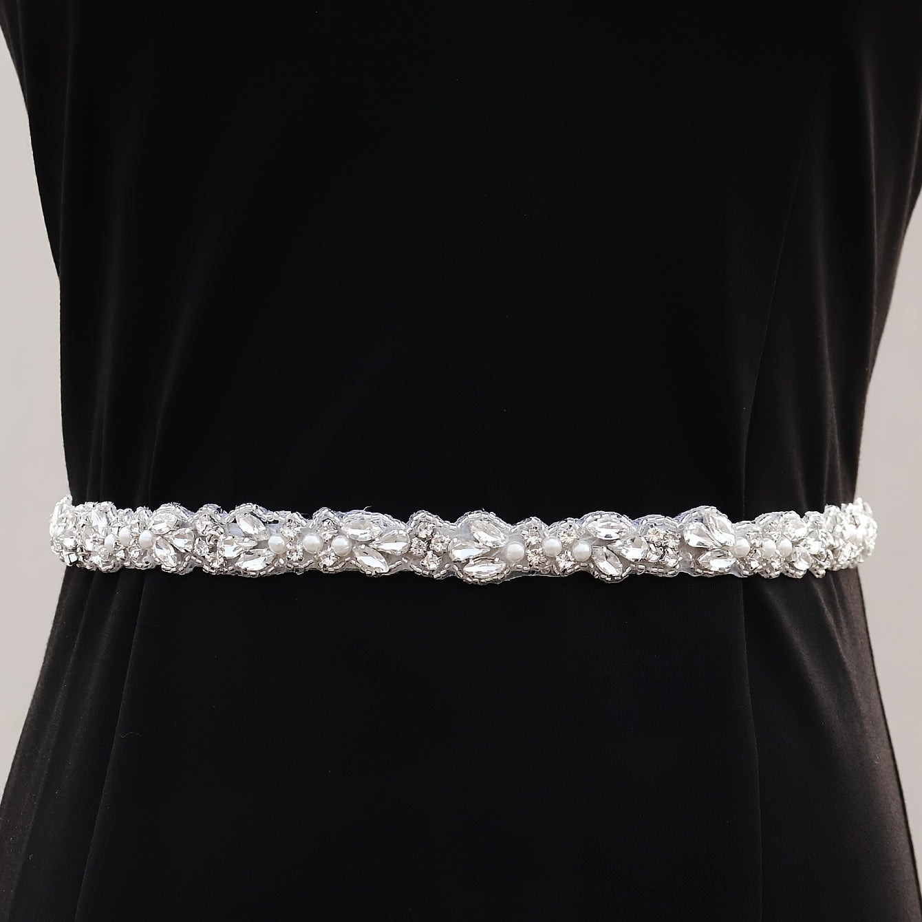 Crystal Rhinestone Bridal Belt with Organza Ribbon