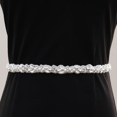 Crystal Rhinestone Bridal Belt with Organza Ribbon