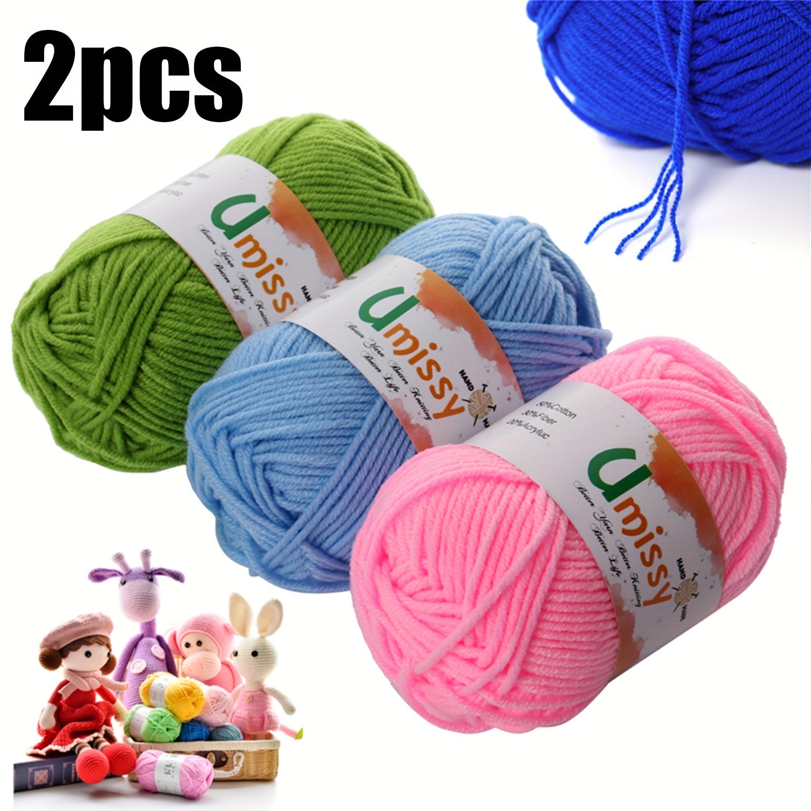 Mini Soft Cotton Yarn Set with Purple Markers 25g 2pcs 2.5mm