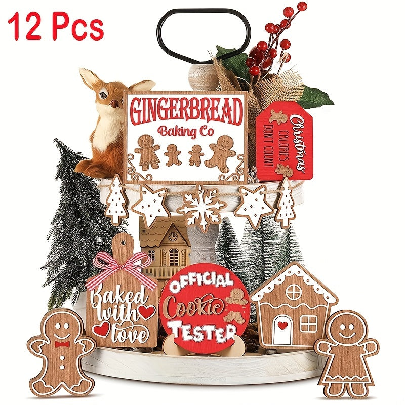 Christmas Tiered Tray Decor Wooden Sign Xmas Tabletop Farmhouse Coffee Signs