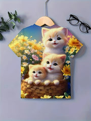 Cute Cats Graphic Short Sleeve T-shirt for Girls - Summer Gift