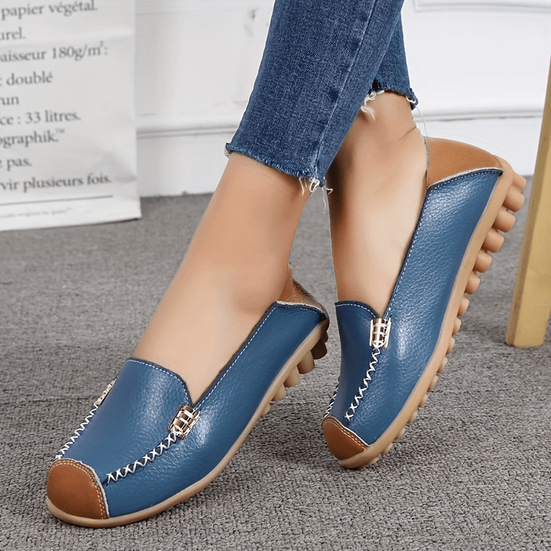 Women's Slip On Flat Loafers Colorblock Non Slip Shoes