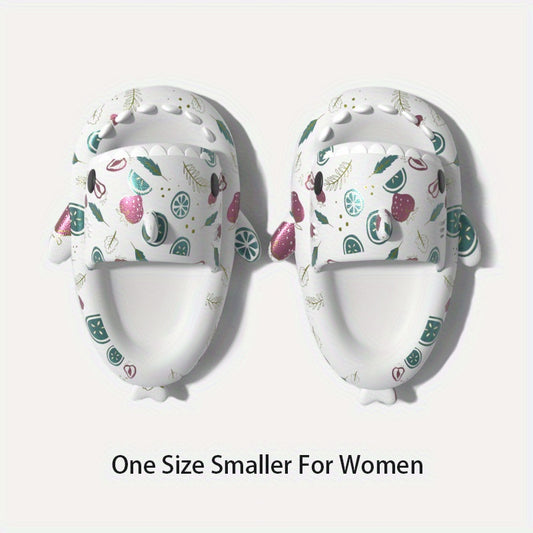 Men's Alphabet & Fruit Pattern Non Slip Platform Slides