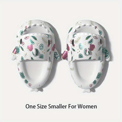Men's Alphabet & Fruit Pattern Non Slip Platform Slides