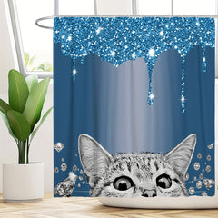 4pcs Cat Shower Curtain Set with Bathroom Decor