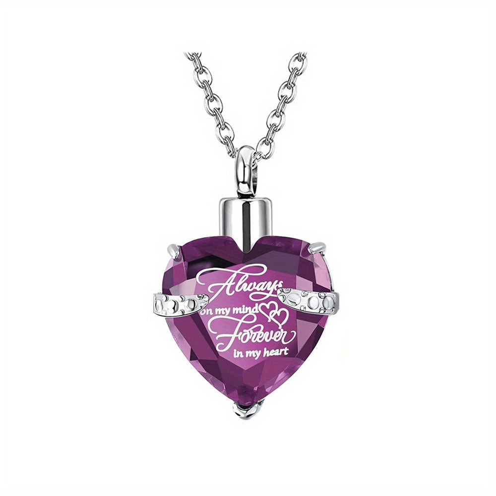 Pet Ashes Memorial Jewelry Heart Shaped Birthstone Cremation Urn Necklace