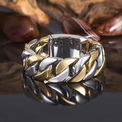 Men's Two Tone Chain Pattern Ring