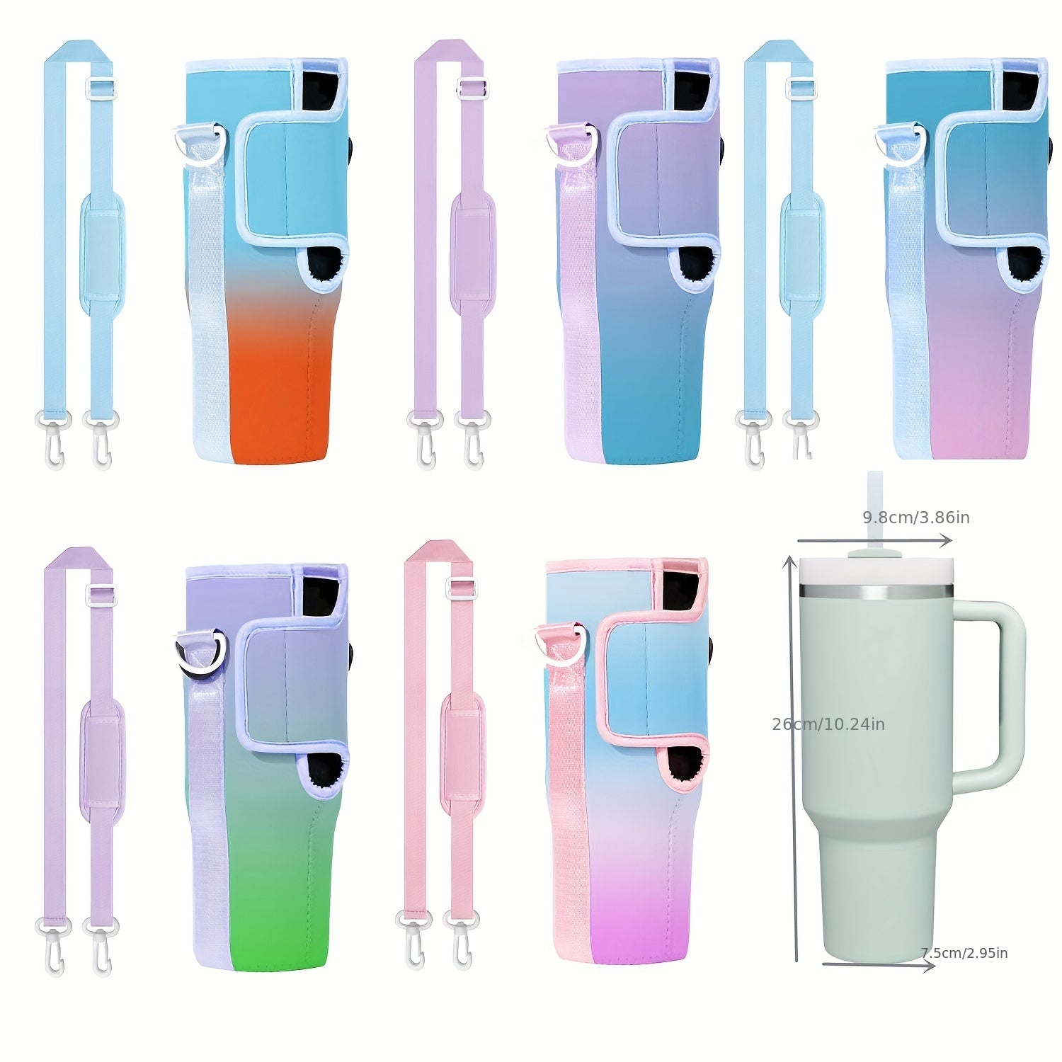 Water Bottle Cover Insulator Sleeve with Strap for Outdoor Sports