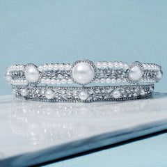 Rhinestone Faux Pearl Crown Hairband Headband Party Favor Decorations