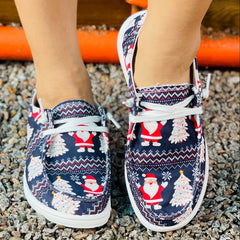 Women's Christmas Print Skateboard Shoes Lightweight Low Top Sneakers