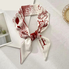 Letters Print Scarf Thin Long Small Silk Scarf Tie Bag Decoration