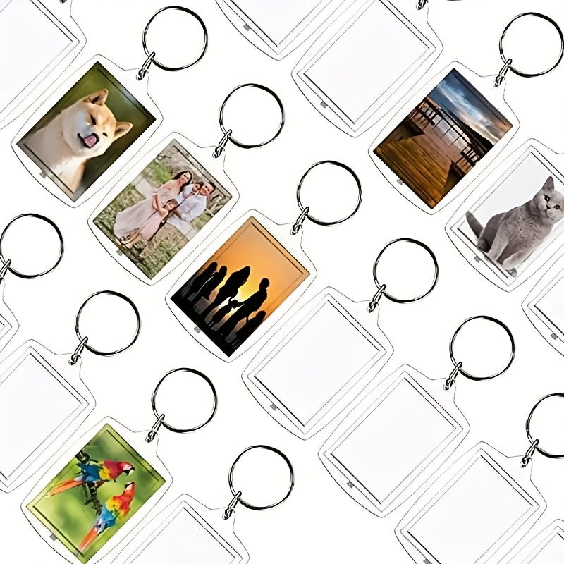 5pcs Acrylic Photo Frame Key Chain Clear Picture Holder DIY Keyring Pendant