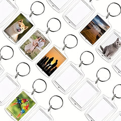 5pcs Acrylic Photo Frame Key Chain Clear Picture Holder DIY Keyring Pendant