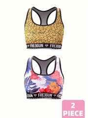 2pcs Letter Print Sports Bras for Women
