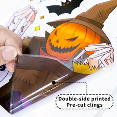 6pcs Cartoon Halloween Stickers Non Adhesive Static Stickers