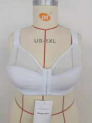 Plus Size Bra Women's Plus Contrast Mesh Closure Front Wireless Full Coverage