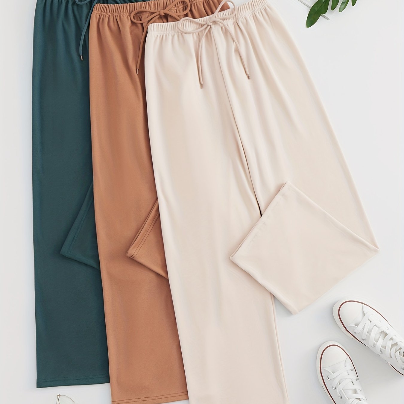 Women's Lace Up Lounge Pants Solid Elastic Waistband Cozy Loungewear