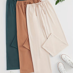 Women's Lace Up Lounge Pants Solid Elastic Waistband Cozy Loungewear