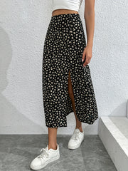 Floral Print Split Skirt High Waist