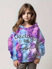 Tie Dye Pattern DADDY'S LITTLE GIRL Hoodies Girls Comfy Hooded Pullover