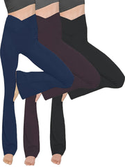 3Pcs High Waist Yoga Pants Flared Legs High Stretch V Cut Waist Yoga Leggings