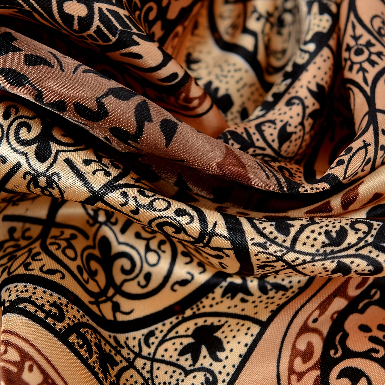 Vintage Circles Print Satin Bandana Plaid Pattern Large Square Scarf