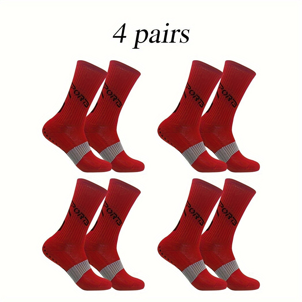 4 Pairs Athletic Anti-slip Football Socks For Men And Women