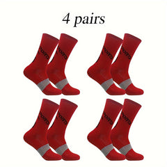 4 Pairs Athletic Anti-slip Football Socks For Men And Women