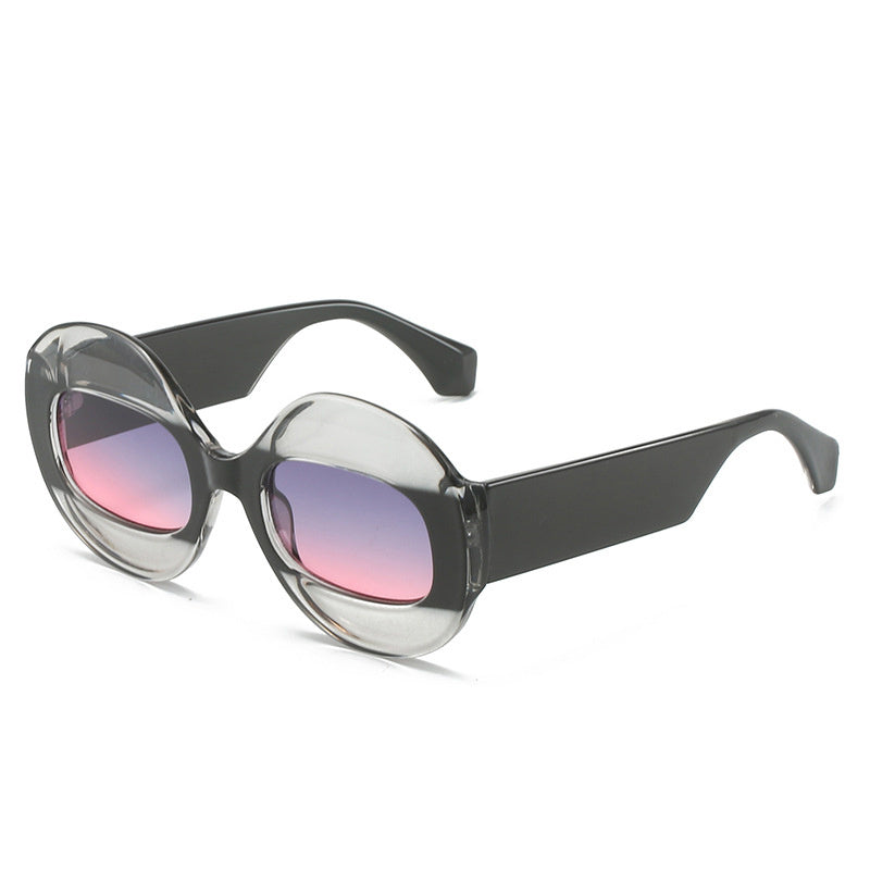 Oversized Oval Frame Sunglasses Multicolor UV400 Eye Protection