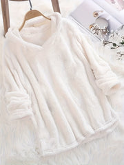 Fleece Solid Hoodie Long Sleeve Sweatshirt