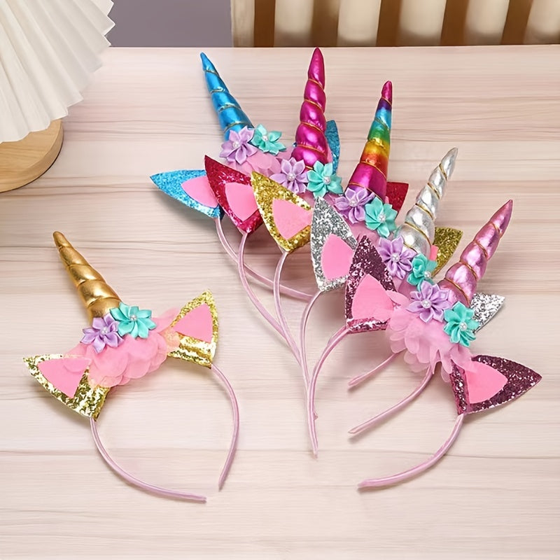 Sequin Unicorn Flower Hair Hoop for Party Decoration