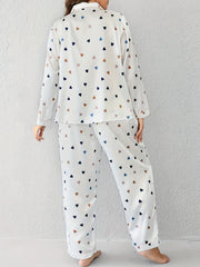 Heart Print Pajama Set Women's 2 Piece Lounge Set