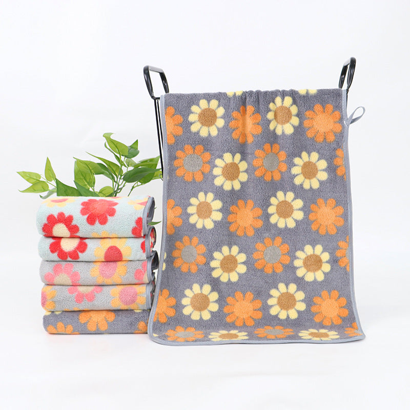 3pcs Microfiber Hand Towel Soft Face Towel Flower Pattern Face Washing Towel
