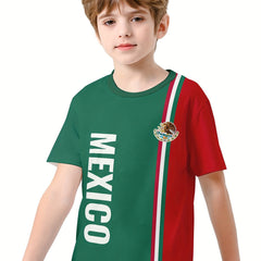 MEXICO 3D Print Boy's Casual Tees Kids Short Sleeve Crew Neck Comfy T shirt