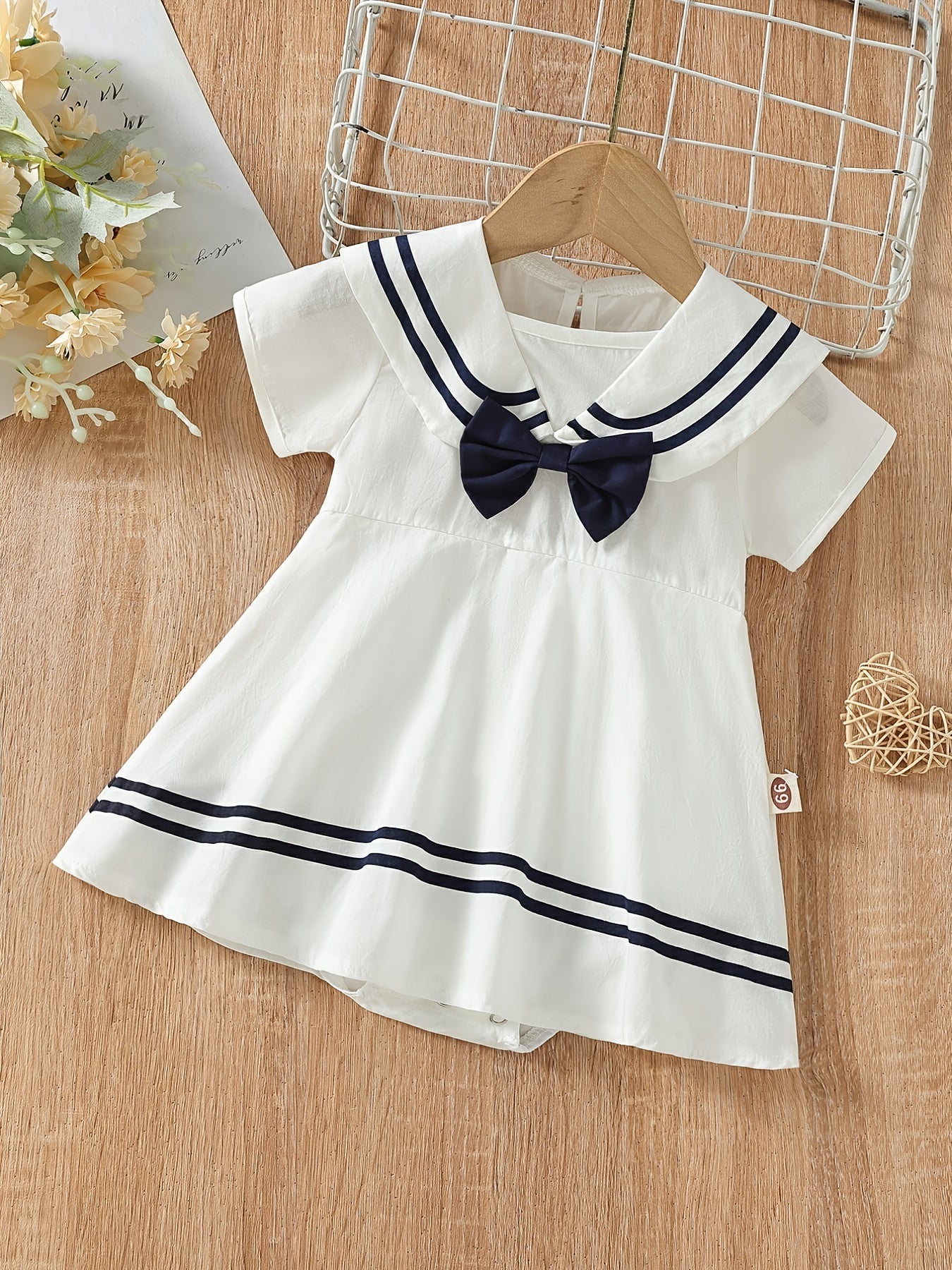 Baby Girls Casual Bowknot Short Sleeve Cotton Dress