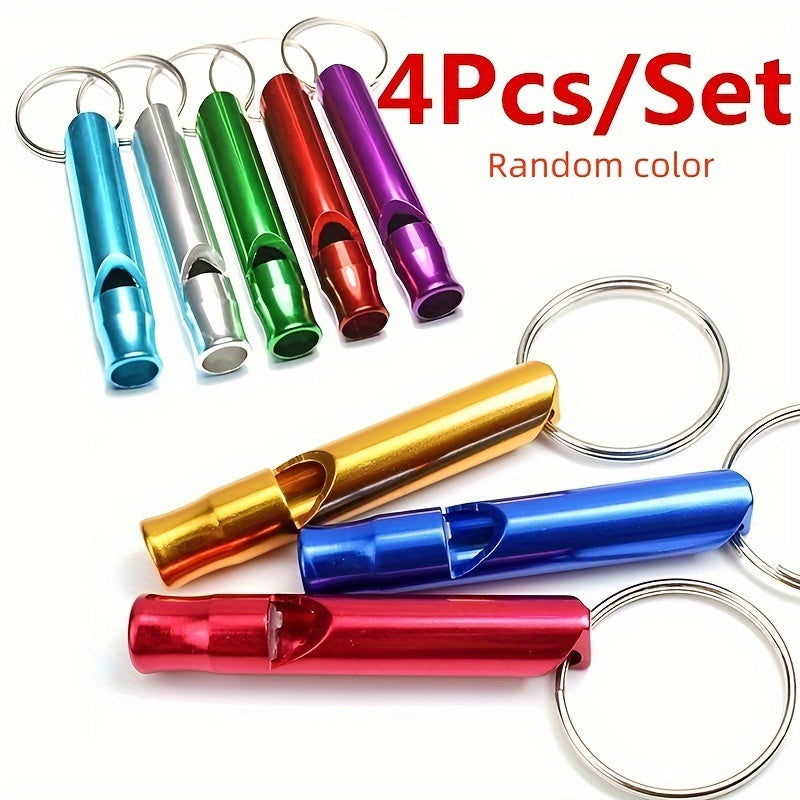 4pcs Aluminum Whistles w/ Key Ring for Outdoor Survival Emergency