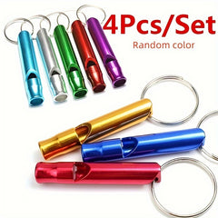 4pcs Aluminum Whistles w/ Key Ring for Outdoor Survival Emergency