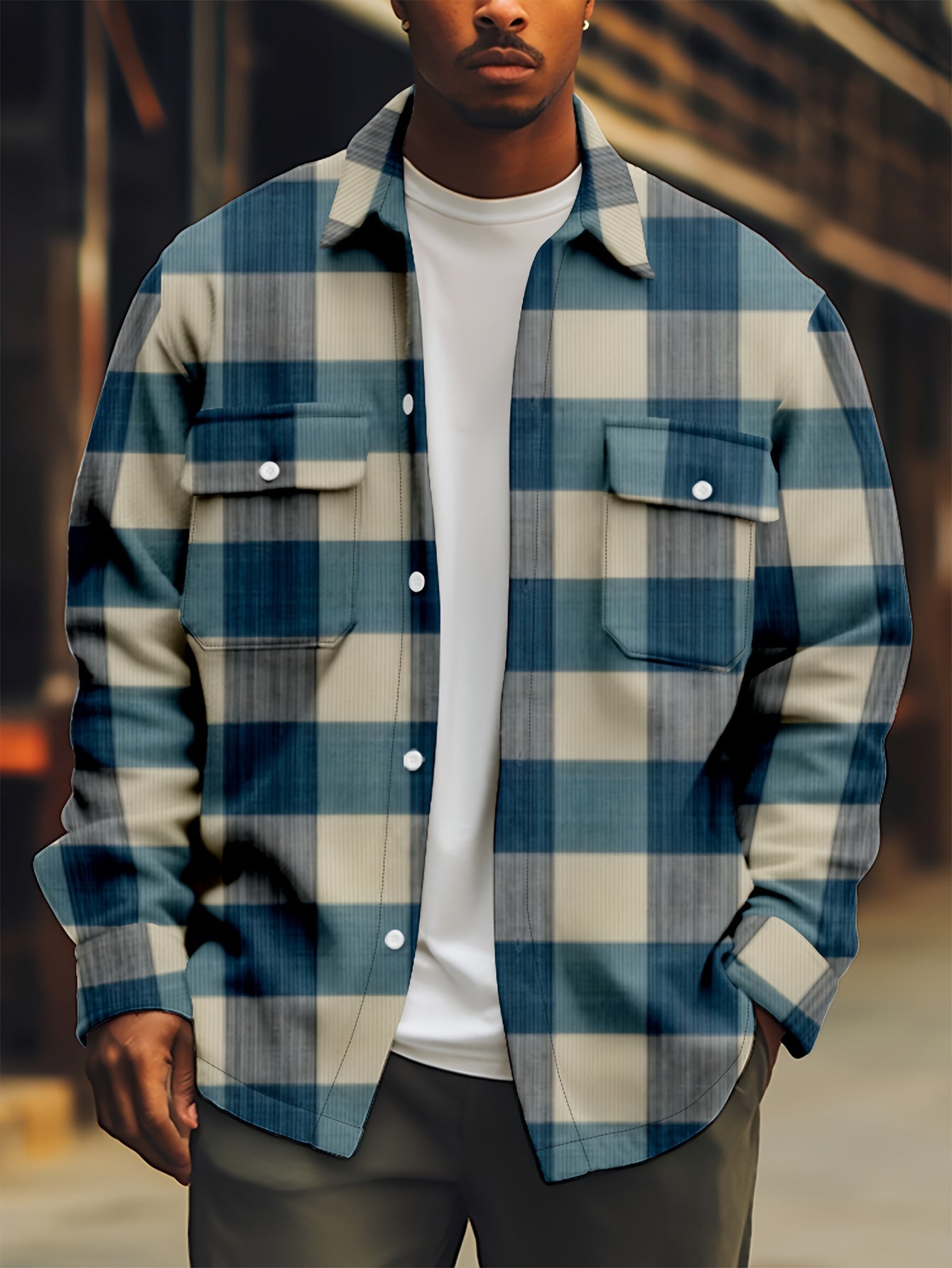 Men's Plaid Long Sleeve Shirt Fall Spring Comfortable