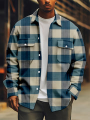 Men's Plaid Long Sleeve Shirt Fall Spring Comfortable