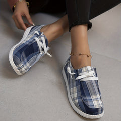 Women's Dark Pattern Canvas Casual Lace Up Sneakers Lightweight Low Top Shoes