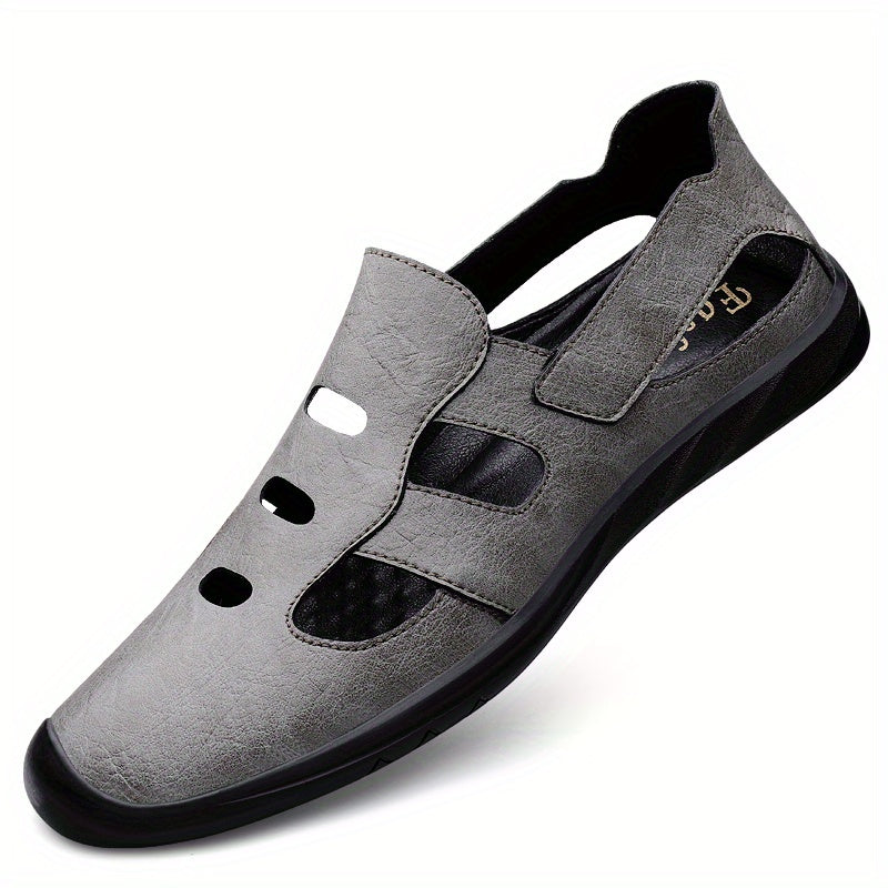 Men's No Tie Slip On Leather Sandals Smart Casual Walking Shoes