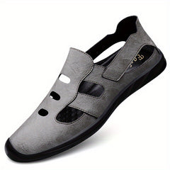 Men's No Tie Slip On Leather Sandals Smart Casual Walking Shoes