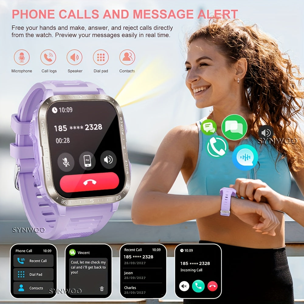Synwoo Unisex Purple Smartwatch with LED Flashlight UV Light