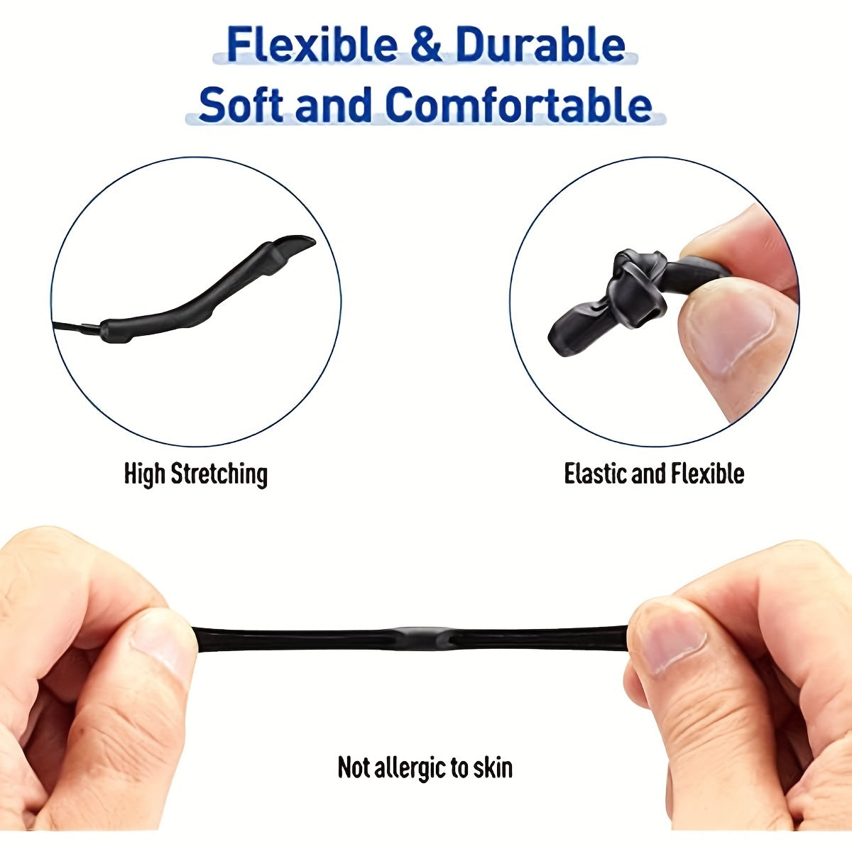 Silicone Eyeglasses Temple Tips Sleeve Retainer Anti Slip Elastic Comfort