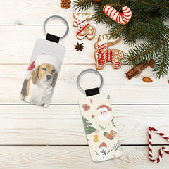 10pcs Sublimation PU Leather Rectangle Keychain, Double Side Printing