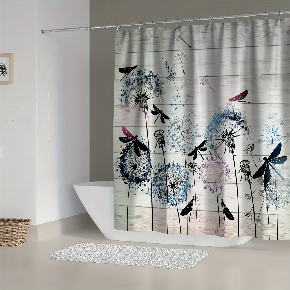 Dandelion Pattern Shower Curtain Waterproof Fabric Bath Curtain