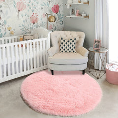 Soft Fluffy Circle Rug for Kids, Teens & Dorm - Plush Carpet for Bedroom Nursery