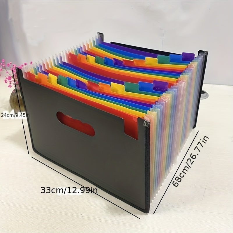 Expanding File Folder 24 Pockets Letter Size Organizer Plastic Rainbow Filing